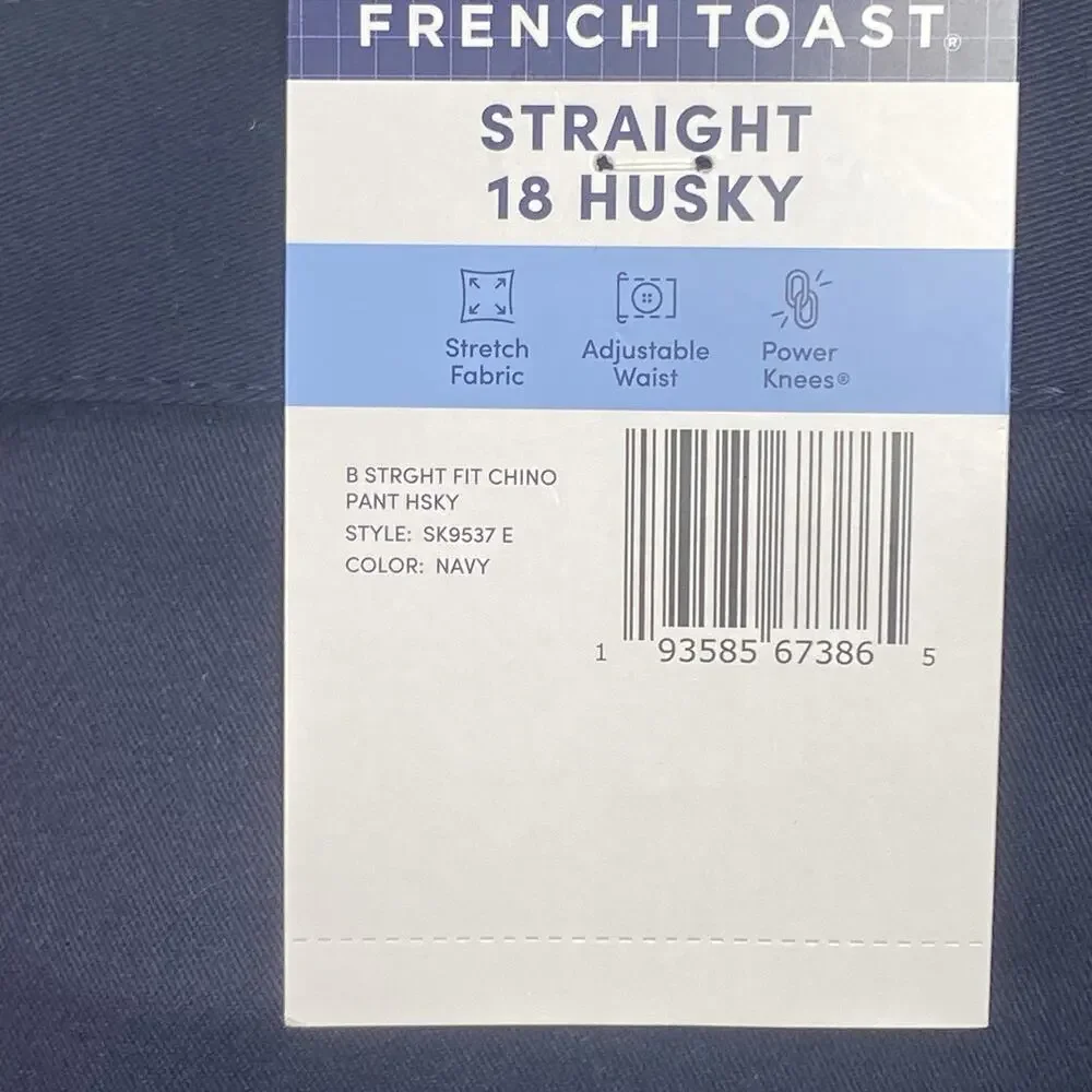 French Toast Boys 18 Husky Navy Adj Waist Straight Fit Stretch Twill Chino Pant